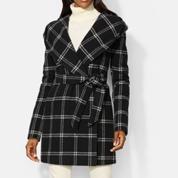 Ralph Lauren Windowpane Plaid Wool Wrap Coat sz 10 - Picture 6 of 10